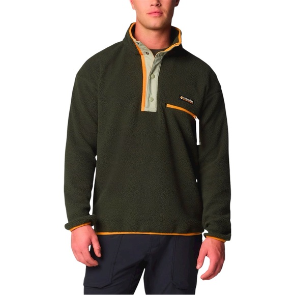 NWT Columbia Men’s Helvetia II Half Snap Sherpa Fleece Greenscape Medium - Picture 1 of 6